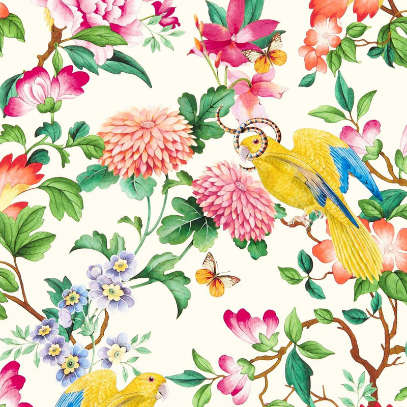 Wedgwood by Clarke & Clarke Golden Parrot Wallpaper - W0130/02 - Ivory