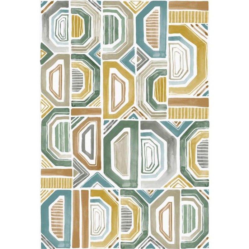 Casamance Bogolan Wall Panel Wallpaper Bleu / Vert 75193988