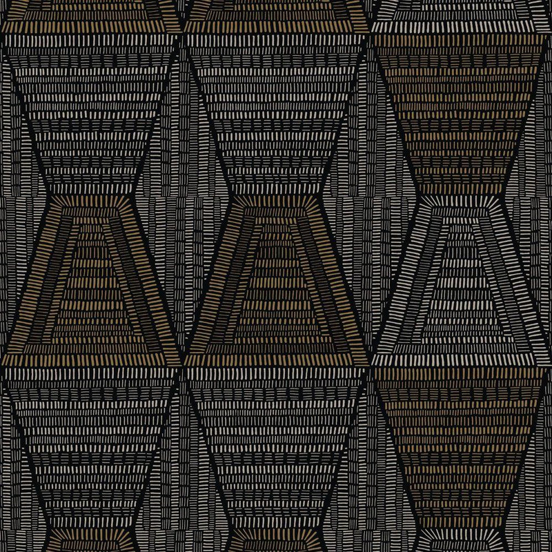 Casamance Daia Wallpaper Noir / Dore 75274690