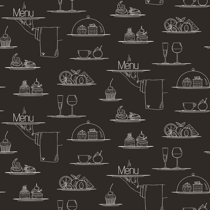 Galerie Just Kitchens Chalkboard Menu Wallpaper - G45408 - Black