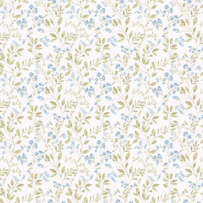 Galerie Just Kitchens Spring Leaf Trail Wallpaper - G45455 - Blue / Green