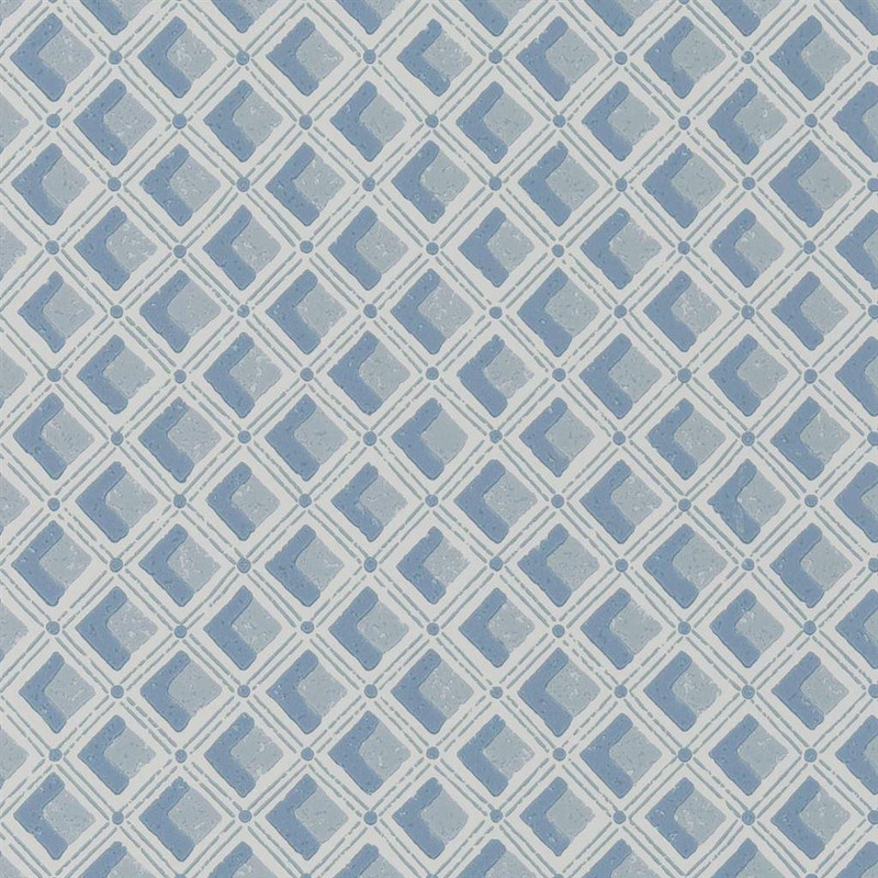English Heritage Amsee Geometric Wallpaper Slate Blue PEH0002/07