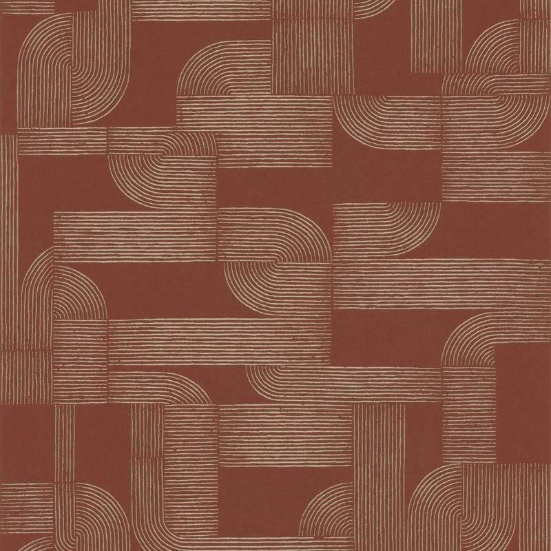 Casamance Hector Wallpaper - 75701732 - Terracotta / Dore