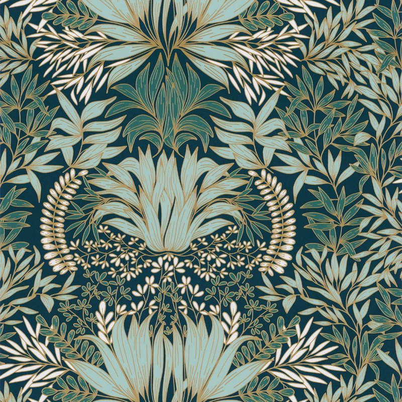 Casamance Chardon Wallpaper - 75733568 - Petrole / Celadon