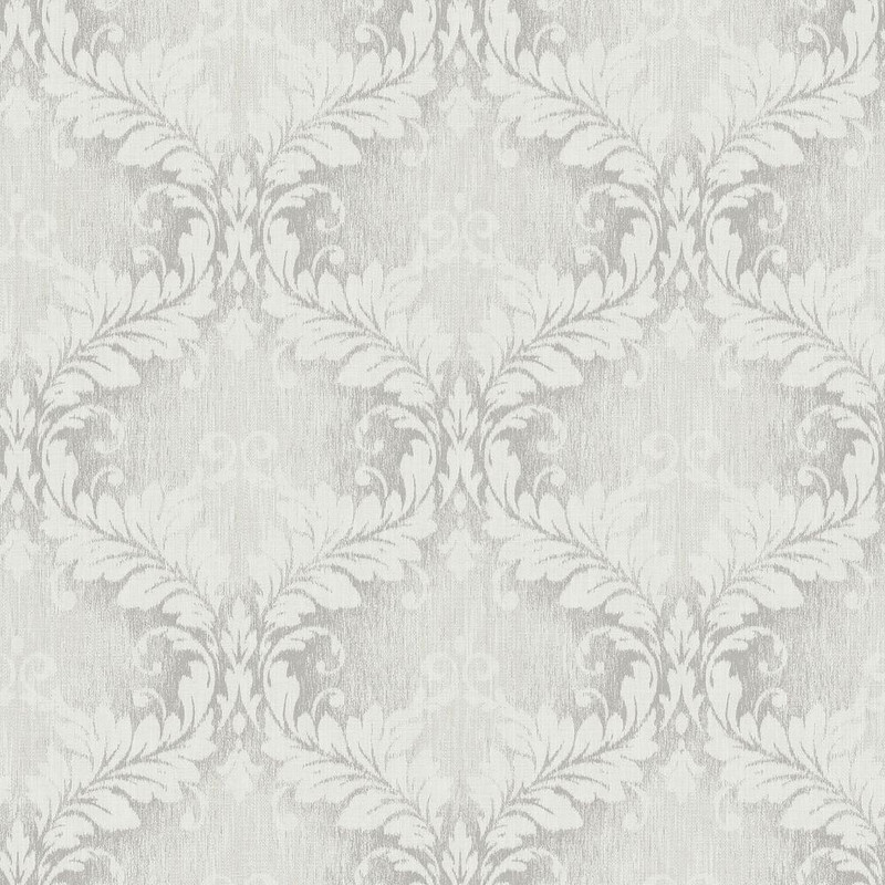 Galerie Faded Damask Wallpaper - G34133 - Silver / Grey