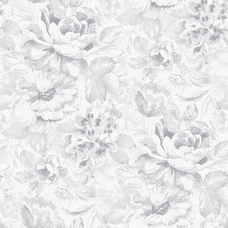 Galerie Floral Sketch Wallpaper - G56299 - Silver / Grey