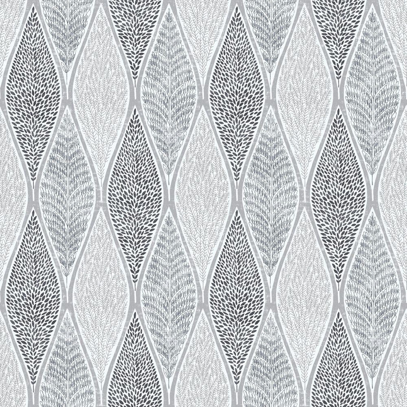 Galerie Nordic Leaf Wallpaper - G56368 - Silver / Grey
