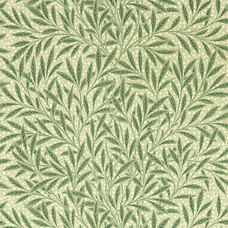 Morris & Co Emery's Willow Wallpaper 217184 Herball showing flowing willow branches and leaves in a botanical William Morris pattern