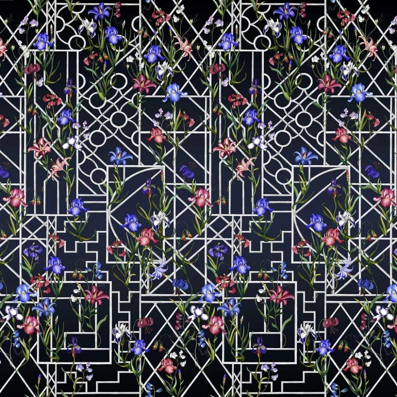 Christian Lacroix Fretwork Garden Panoramic Wallpaper - PCL7053/02 - Indigo