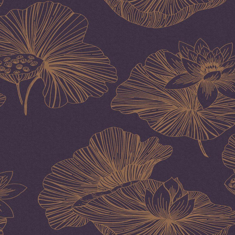 Graham & Brown Lotus Wallpaper - 105936 - Plum