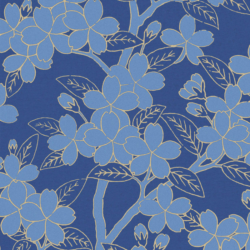 Little Greene Camellia Wallpaper - 0288CASMALT - Smalt