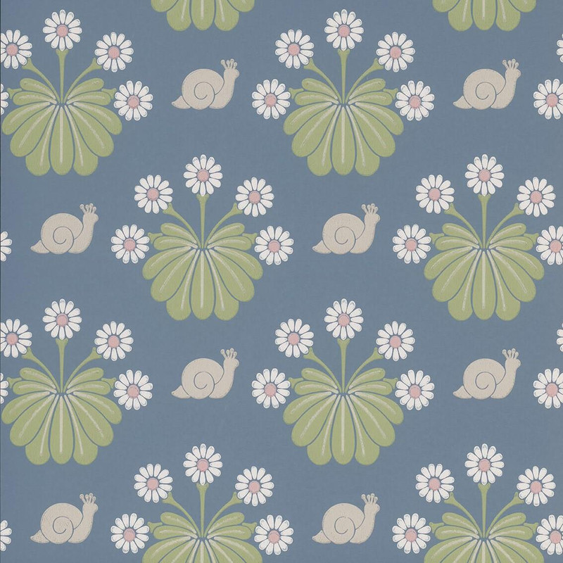Little Greene Burges Snail Wallpaper - 0260BUJUNIP - Juniper