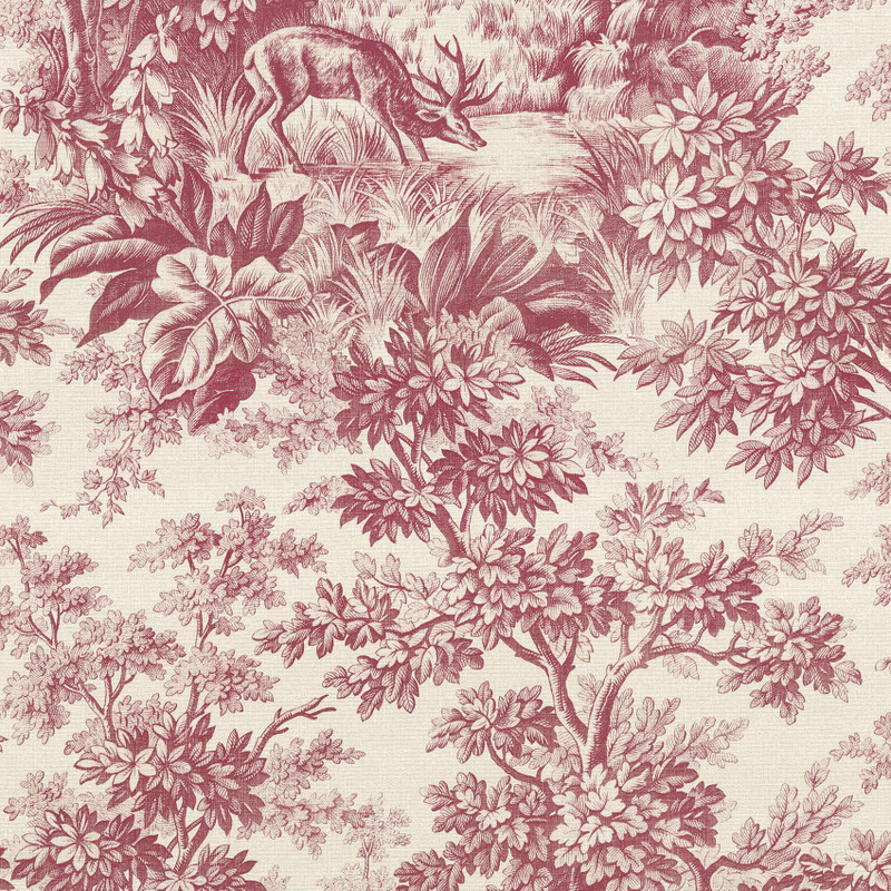 Little Greene Stag Toile Wallpaper - 0284SGBURGU - Burgundy