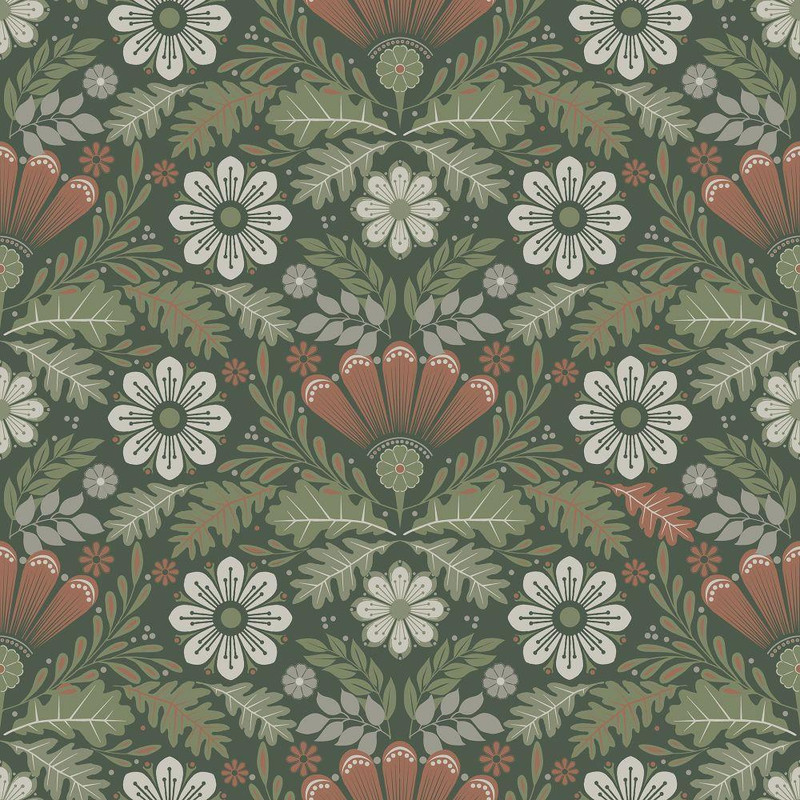 Galerie Klockrike Wallpaper - S24124 - Orange / White / Green
