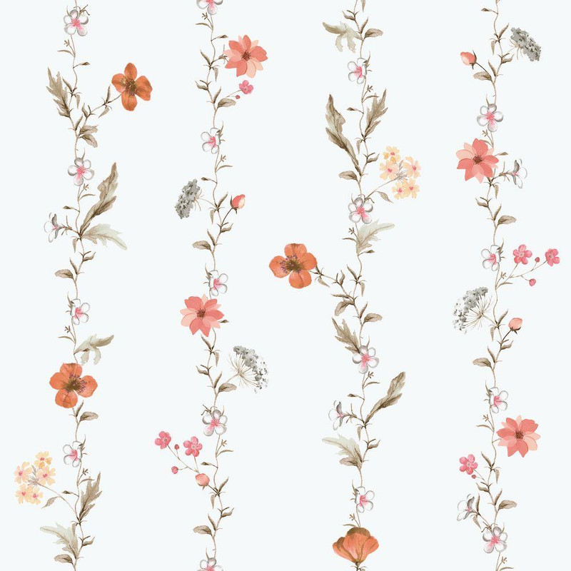 Galerie Vertical Garden Wallpaper - 1902-3 - Coral / Taupe / White