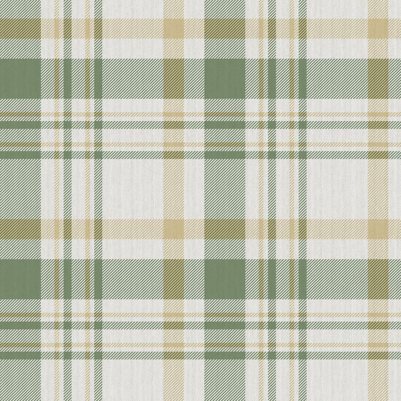 Galerie Plaid Wallpaper - 1906-5 - Green / Yellow / Cream