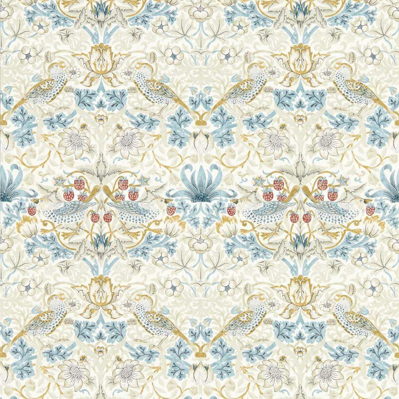Strawberry Thief Wallpaper - W0171/03 - Linen / Plum