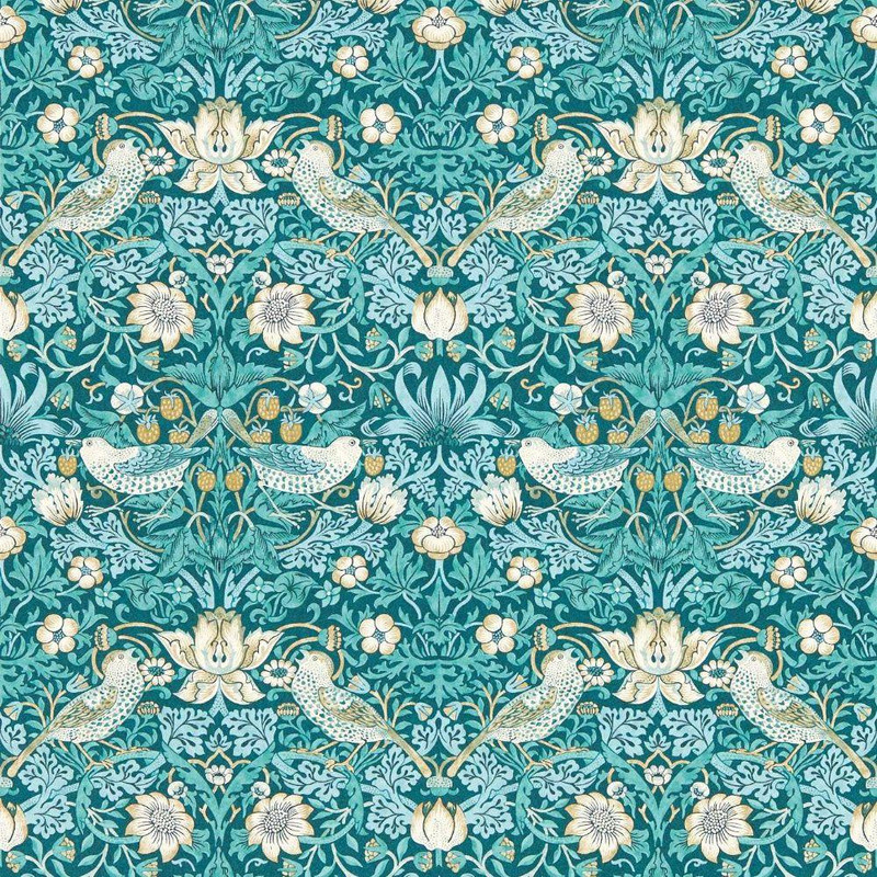 Strawberry Thief Wallpaper - W0171/06 - Teal