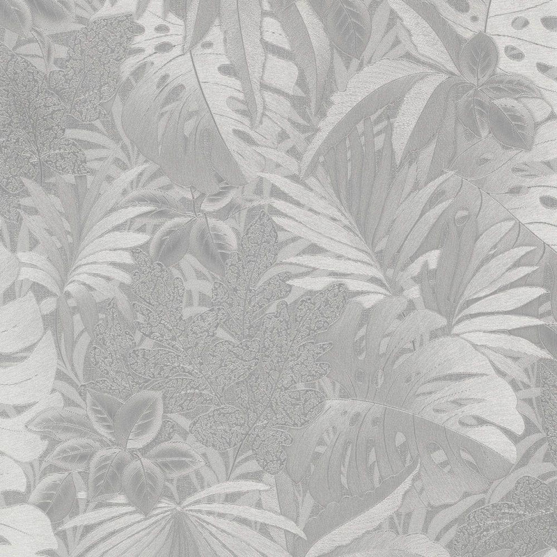 Galerie Metallic Jungle Leaves Wallpaper - 33301 - Silver