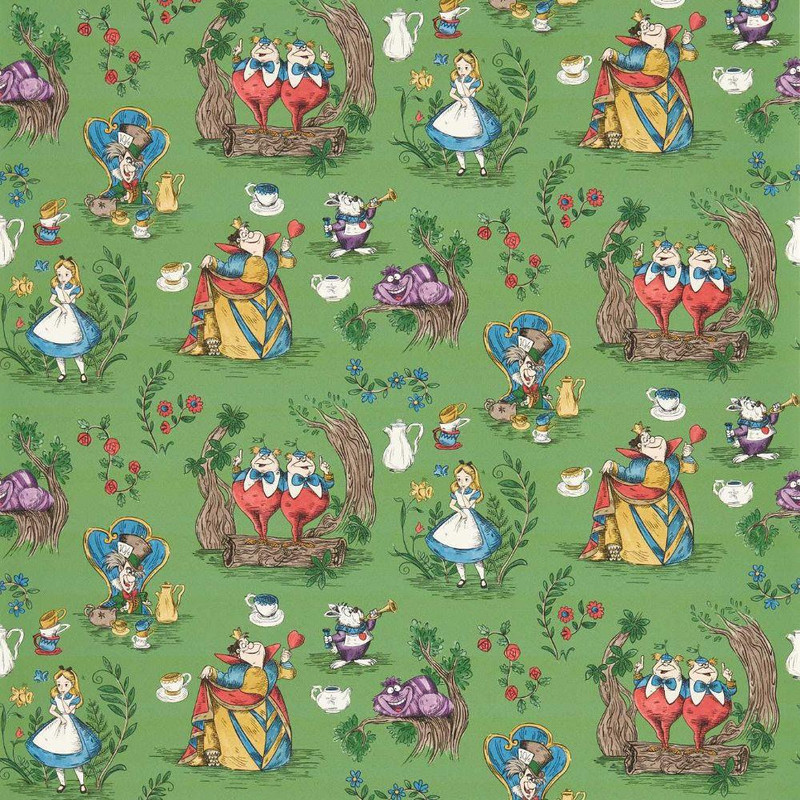 Sanderson Alice In Wonderland Wallpaper - 217285 - Gumball Green