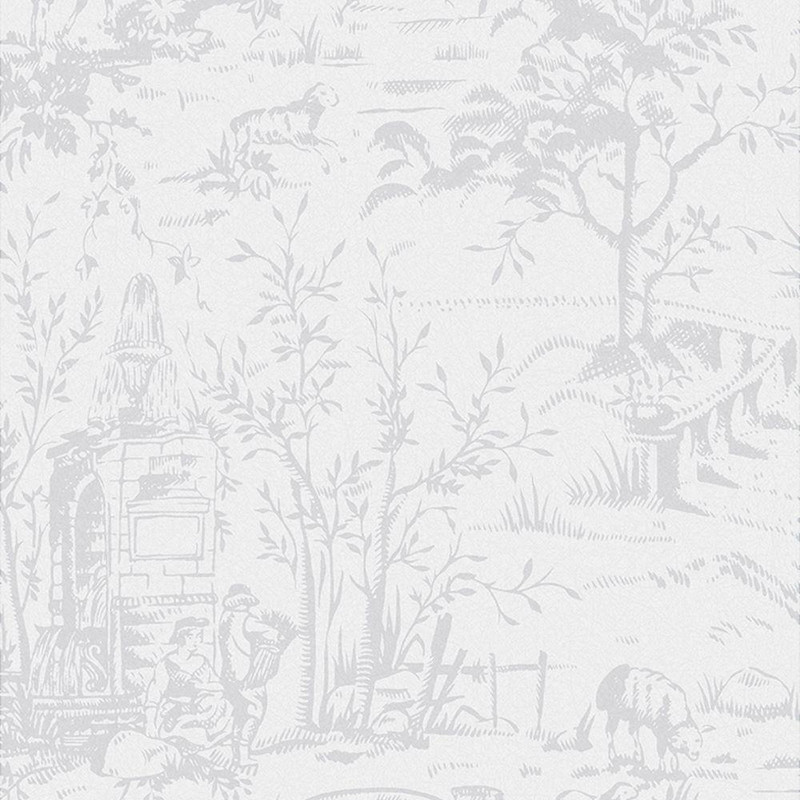 Laura Ashley Toile de Jouy Wallpaper - 118495 - Sugared Grey