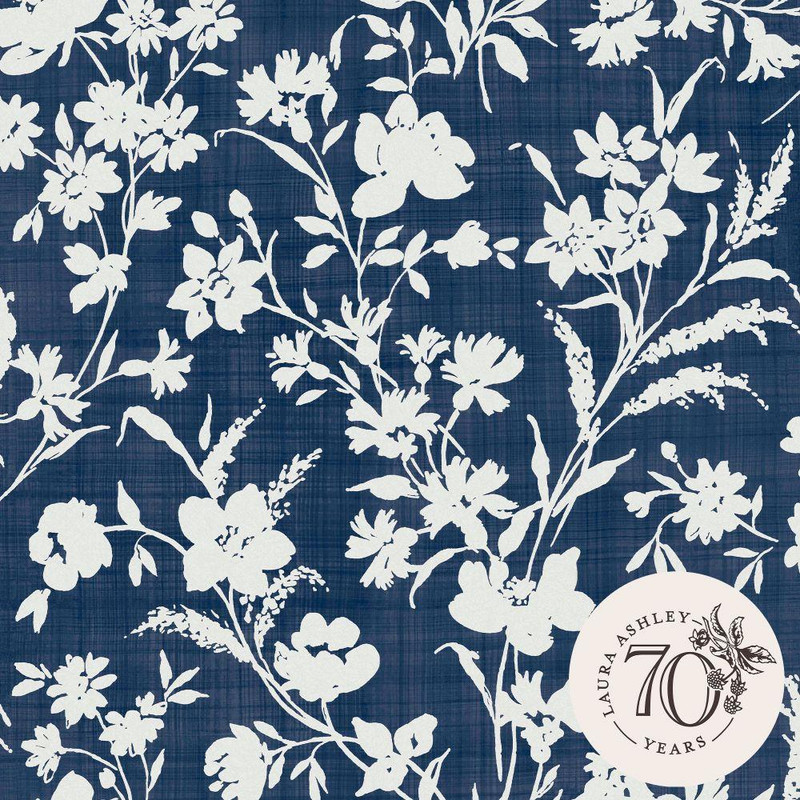 Laura Ashley Rye Wallpaper - 119854 - Midnight Seaspray Blue