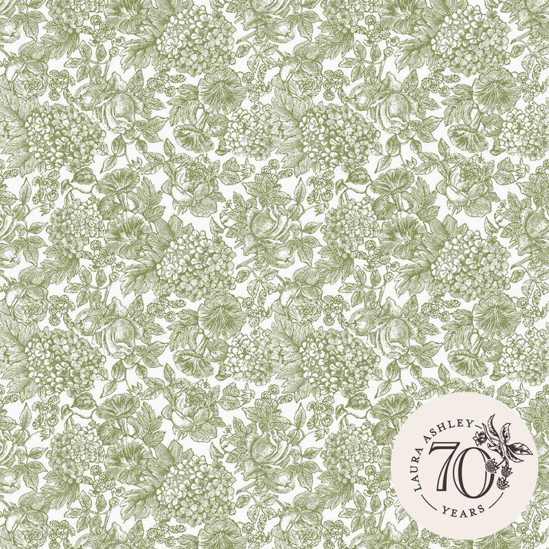 Laura Ashley Louise Wallpaper - 121080 - Moss Green