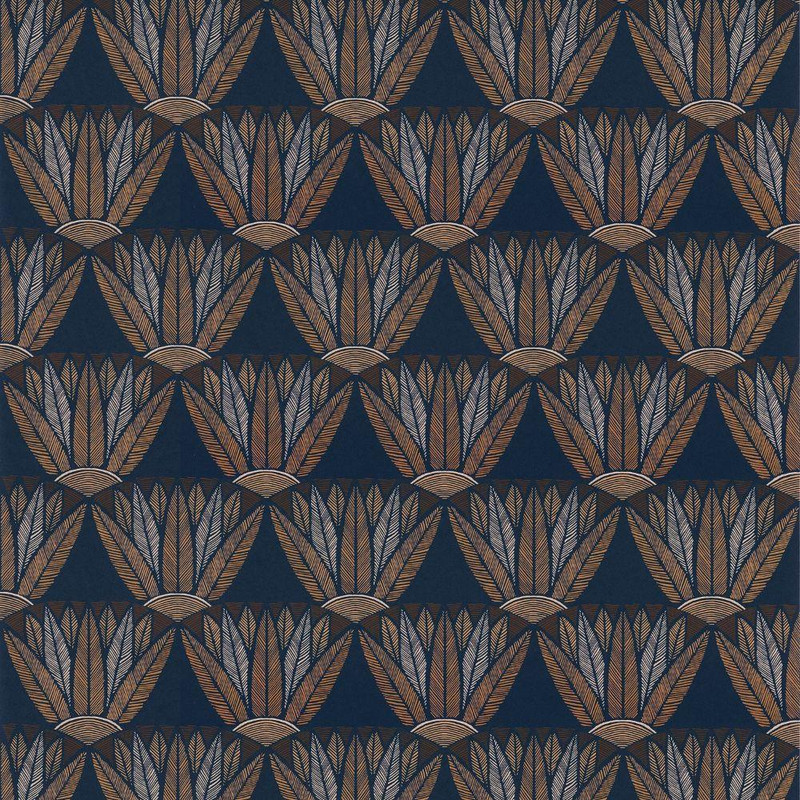 Casamance Castalia Wallpaper - 76161936 - Marine / Terracotta