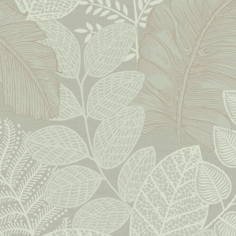 Graham & Brown Scattered Leaves Wallpaper - 122424 - Sage Green