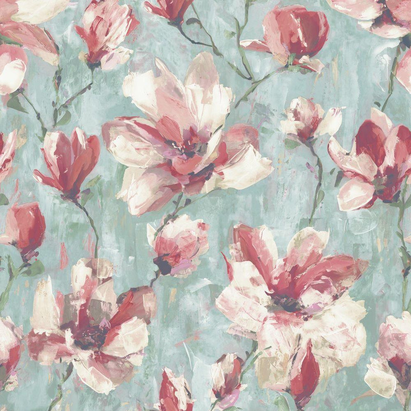 Grandeco Camilla Floral Wallpaper - A72401 - Teal / Pink