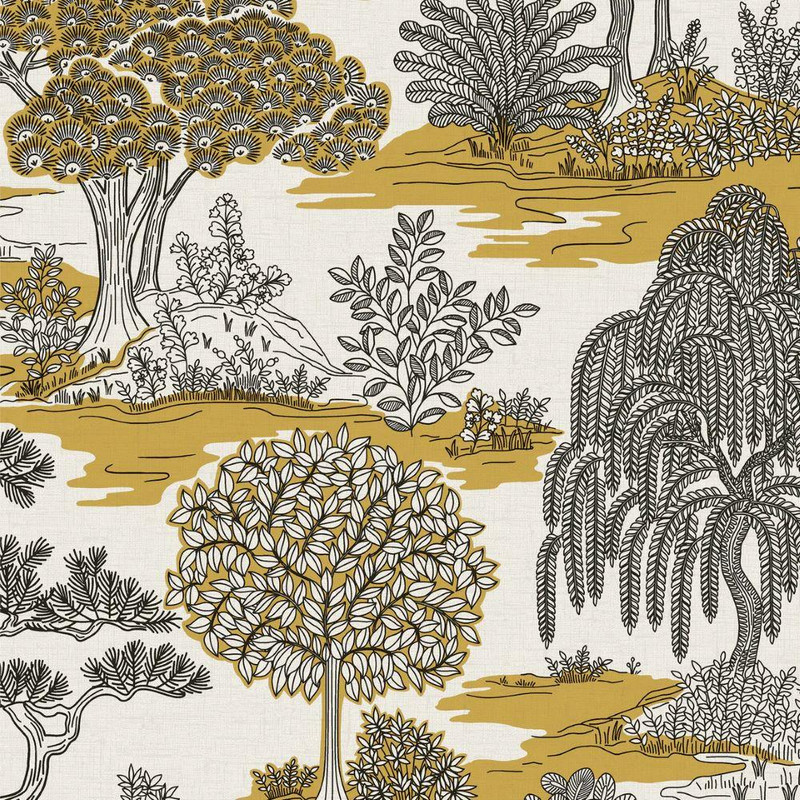 Fine Decor Zen Oriental Landscape Wallpaper - FD43440 - Ochre
