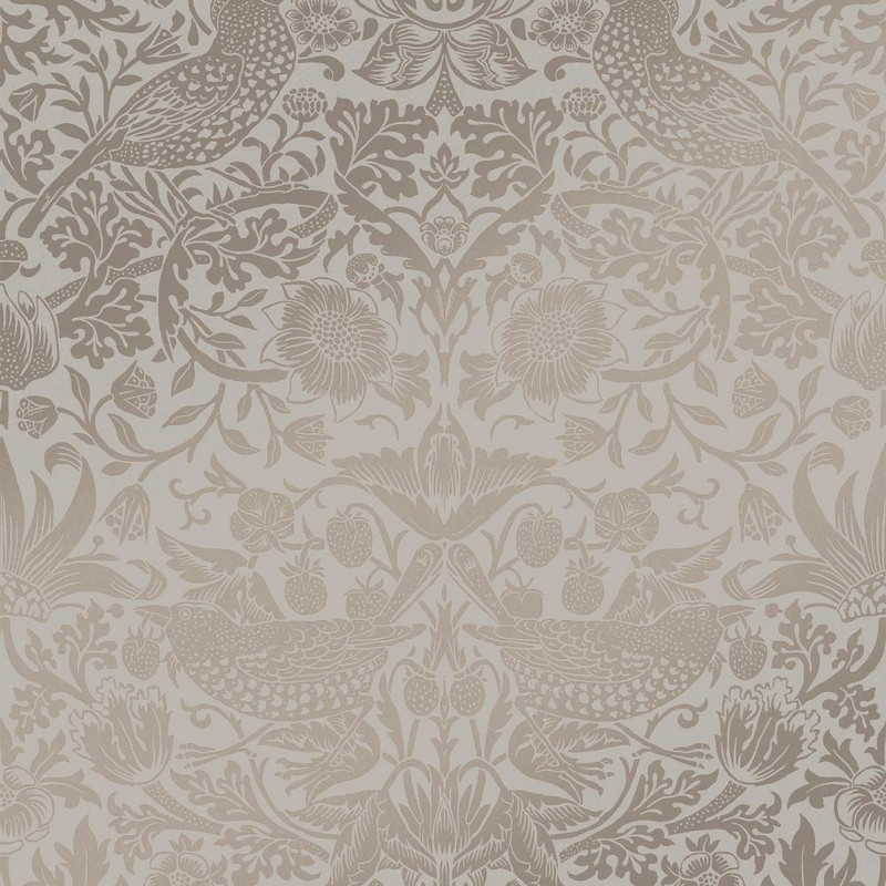 William Morris at Home - Strawberry Thief Fibrous Wallpaper - 124238 - Neutral