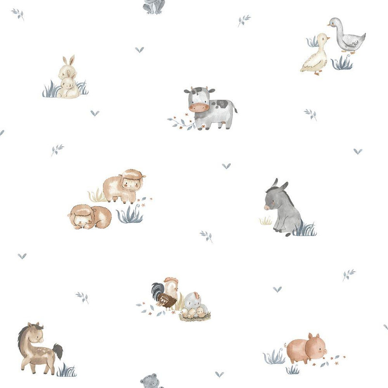Galerie Farm Animals Wallpaper - 14830 - White