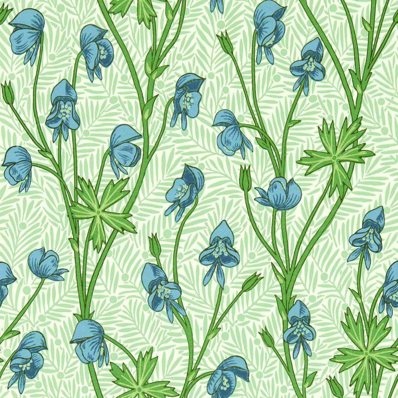 Monkshood Wallpaper - 217343 - Cobalt / Goblin Green