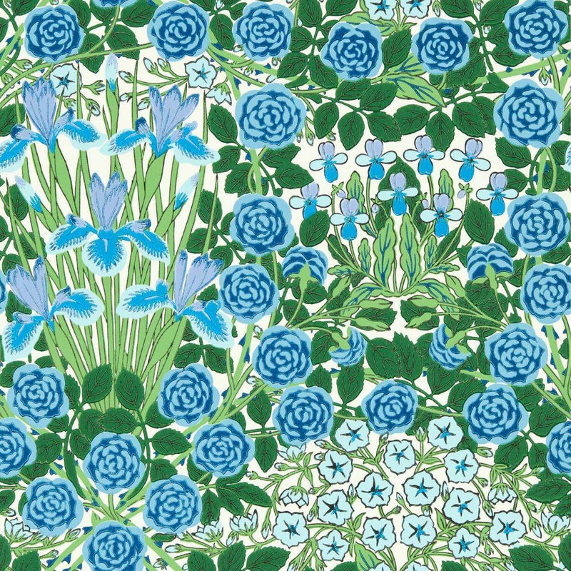 Morris & Co Campanula Wallpaper - 217352 - Peacock / Opal