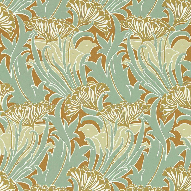 Morris & Co Laceflower Wallpaper - 217354 - Tobacco / Pistachio