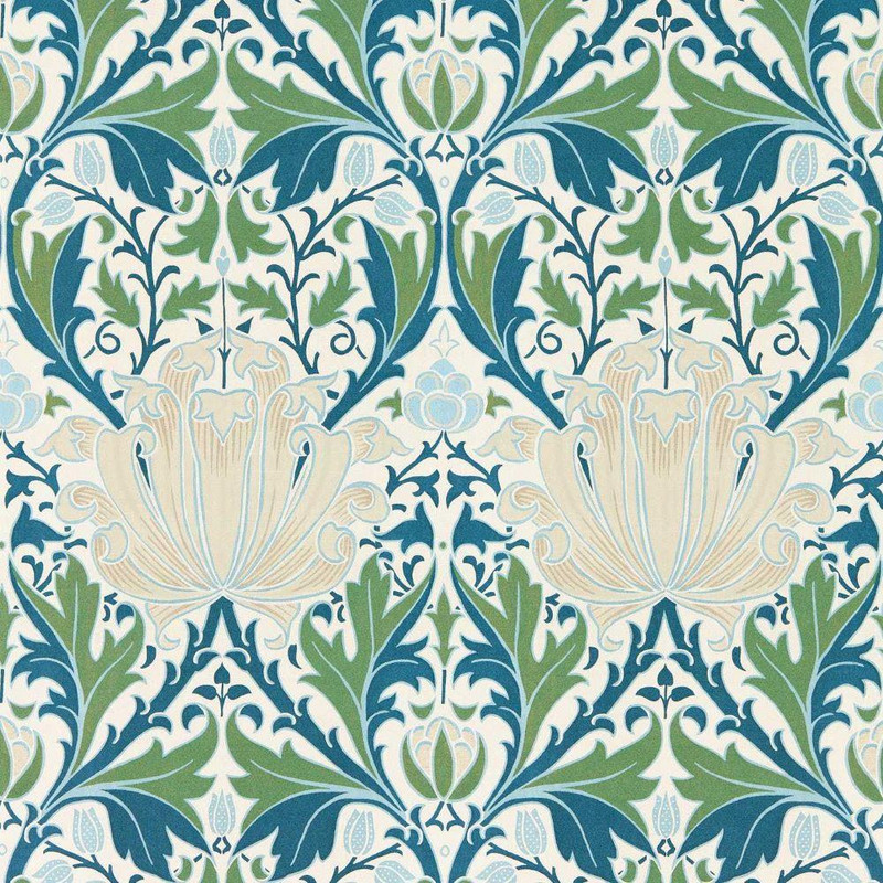 Morris & Co Helena Wallpaper - 217360 - Indigo / Forest