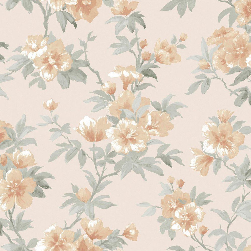 Laura Ashley Rosamund Wallpaper - 127390 - Apricot
