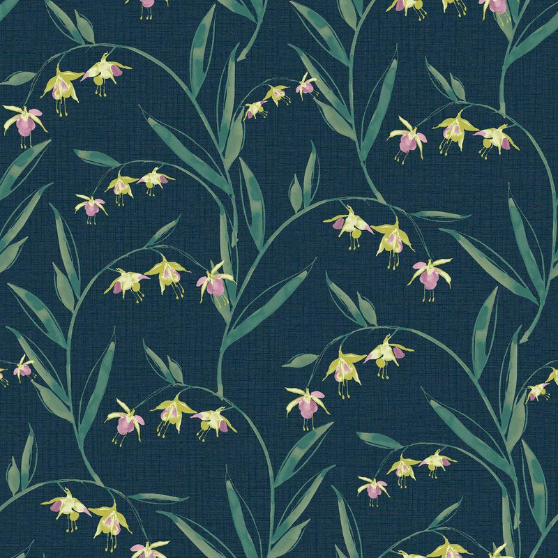 Laura Ashley Fulwell Fuchsia Wallpaper - 127402 - Midnight Seaspray