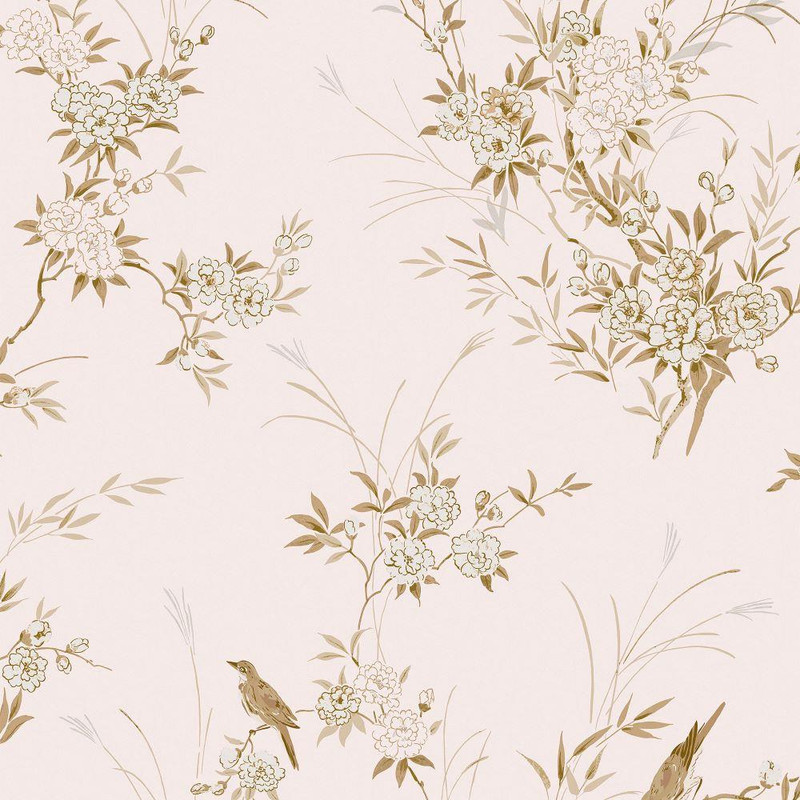 Rachel Ashwell Bird Chinoiserie  Wallpaper - 125122 - Pink Gold