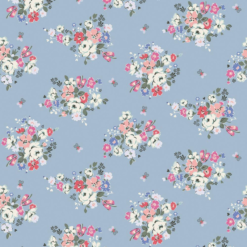 Cath Kidston Clifton Floral Wallpaper - 125507 - Blue