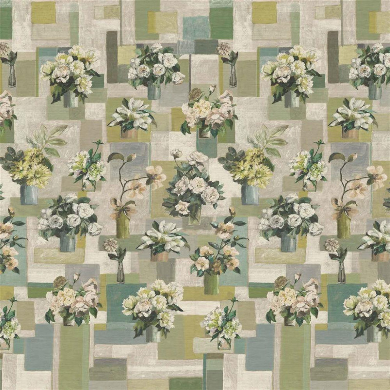 Designers Guild Celadon Vase Grasscloth Wallpaper - PDG1205/01 - Celadon
