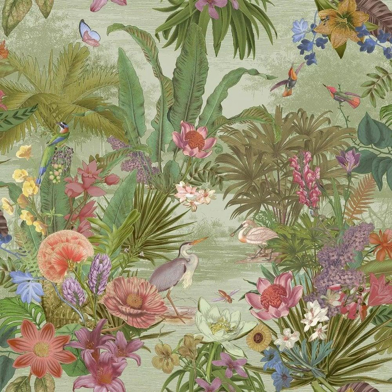 Grandeco Floral Hall Wallpaper - 204401 - Green