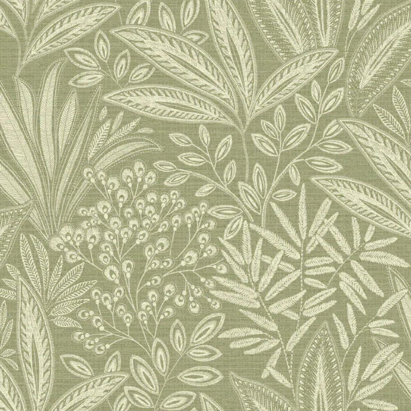 Crown Wallcoverings Sahara Leaf Wallpaper - M1780 - Fern Green