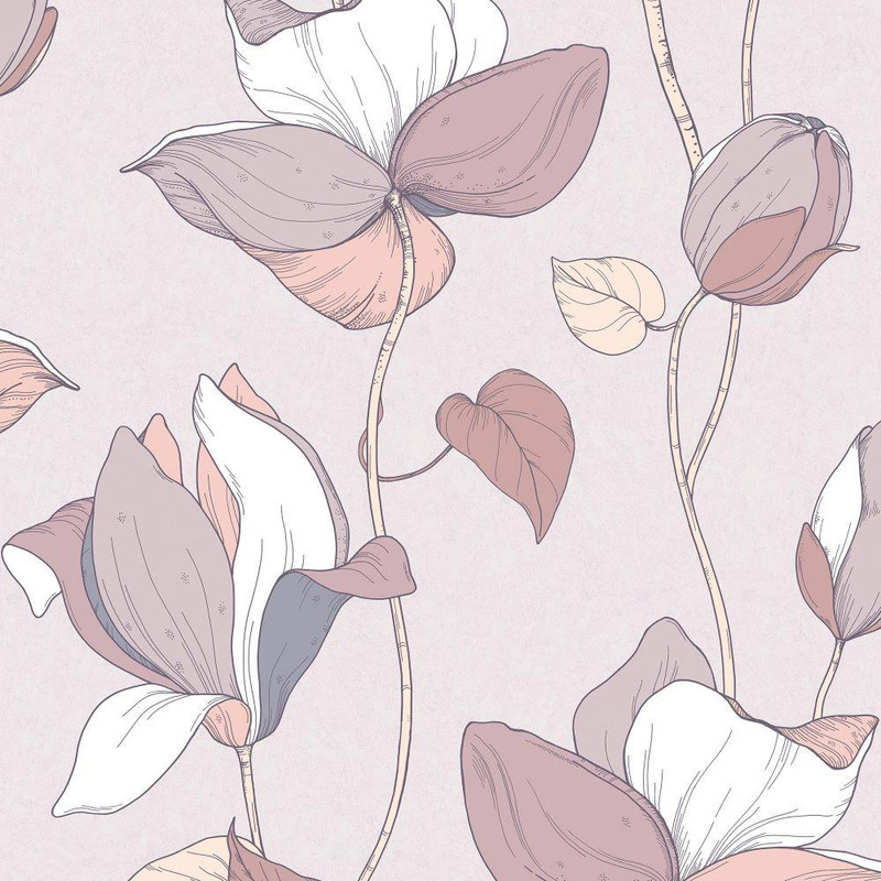 Galerie Stylised Floral Wallpaper - 47474 - Grey / Brown