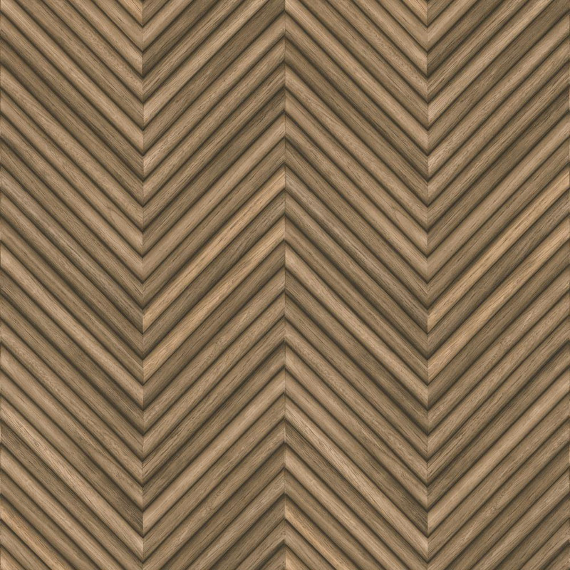 Galerie Herringbone Wood Effect Wallpaper - 33377 - Brown / Taupe