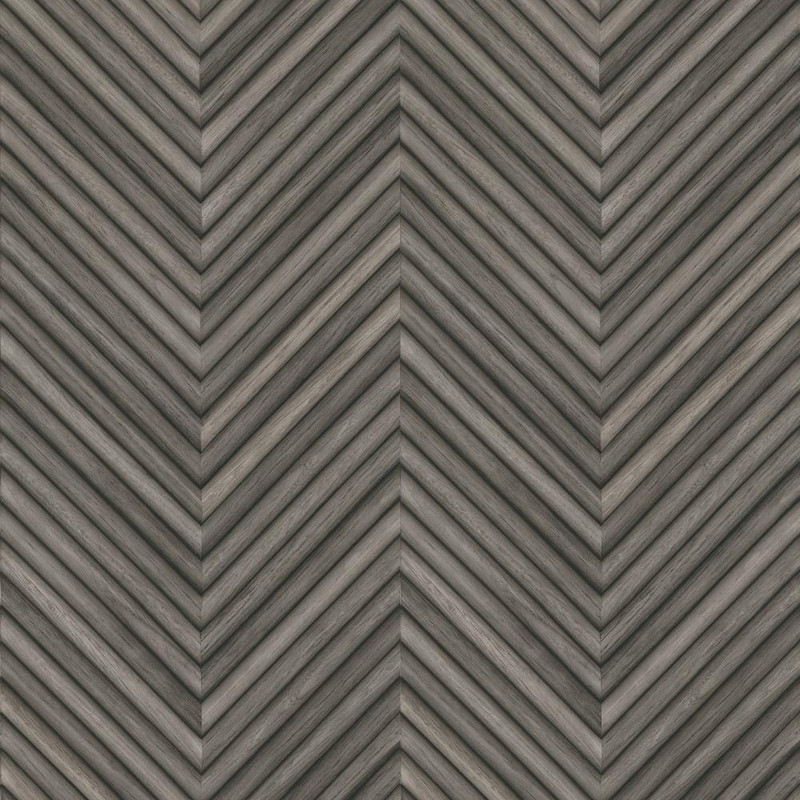 Galerie Herringbone Wood Effect Wallpaper - 33380 - Grey / Charcoal