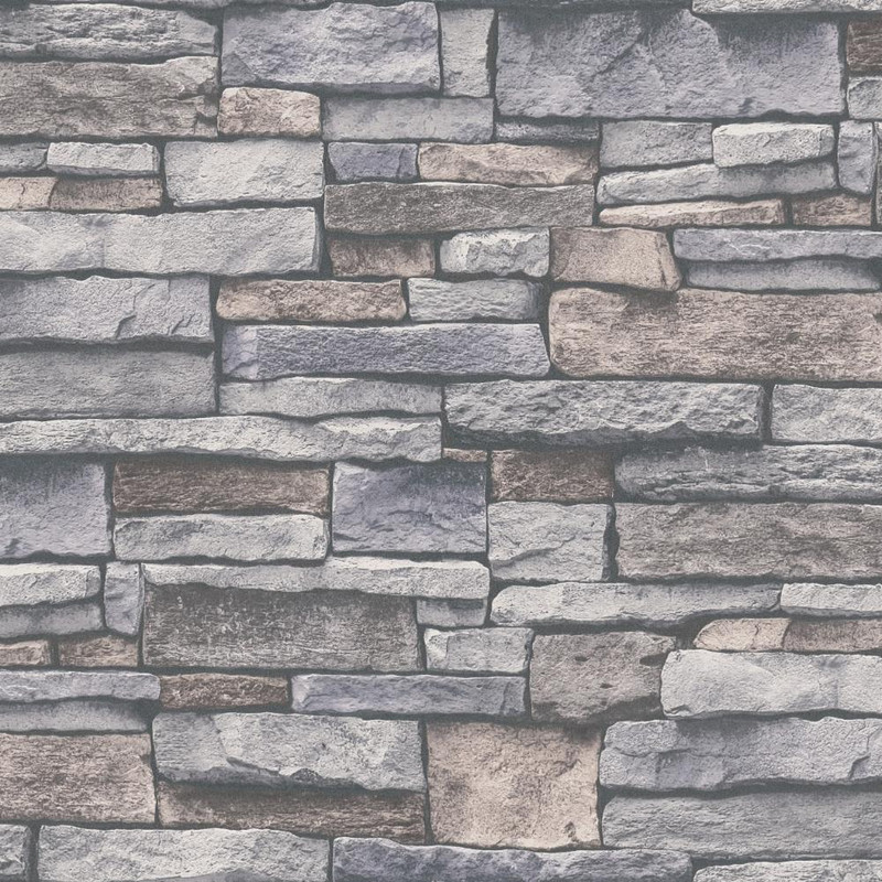 Galerie Rustic Natural Stone Wall Effect Wallpaper - BB51132 - Soft Grey / Pink