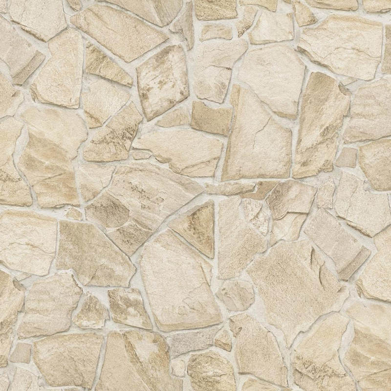 Galerie Authentic Stone Wall Brick Effect Wallpaper - BB51144 - Beige / Cream
