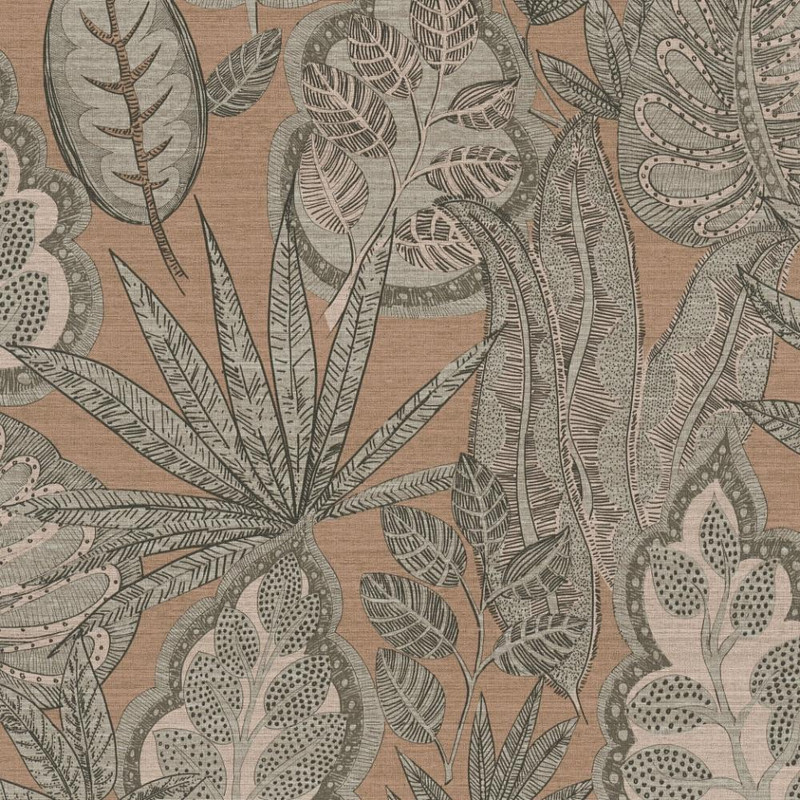 Galerie Graphic Leaves Wallpaper - FL61112 - Beige / Brown